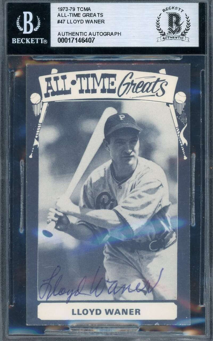 Lloyd Waner Beckett BAS Signed 1973-79 TCMA All Time Greats Autograph