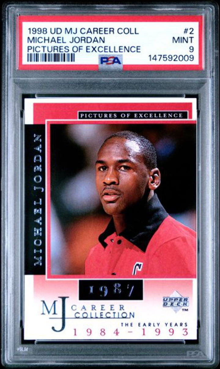Graded 1998 UD MJ Career Collection Michael Jordan #2 Excellence Card PSA 9 Mint