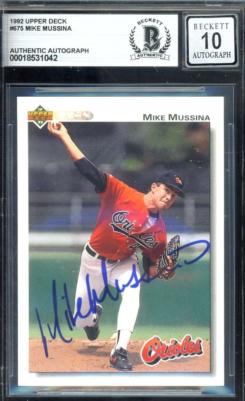 Mike Mussina Gem Mint 10 Beckett BAS Signed 1992 Upper Deck Rookie Autograph