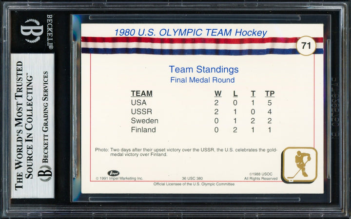 Herb Brooks Signed 1991 Impel Card 71 1980 Team USA "Gold" Beckett