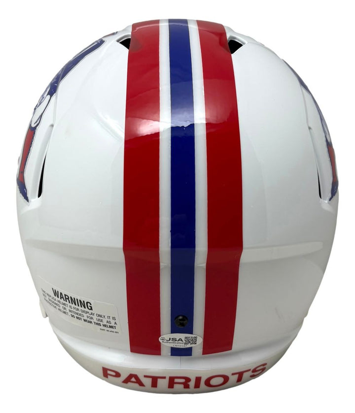 Drew Bledsoe Signed New England Patriots FS T/B Replica Speed Helmet JSA QR
