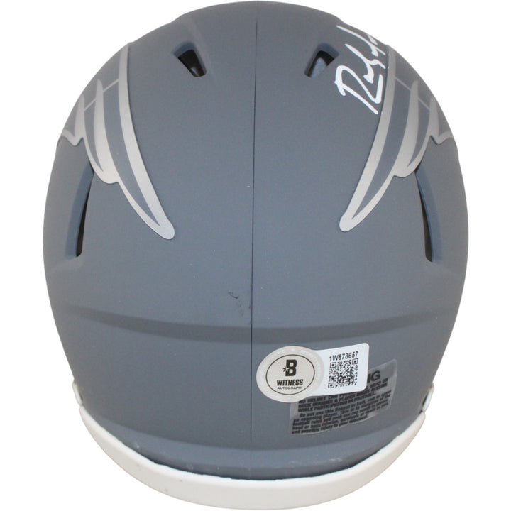 Randy Moss Autographed New England Patriots Slate Mini Helmet Beckett 53649