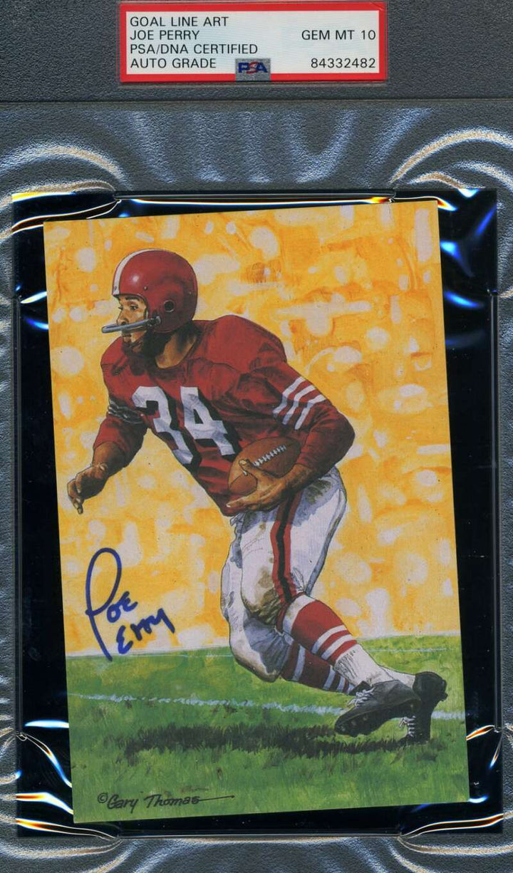Joe Perry Gem Mint 10 PSA DNA Slabbed Signed Goal Line Art Card Autograph