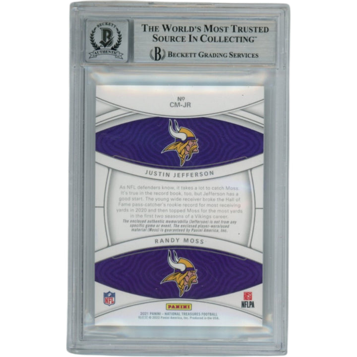 Randy Moss Justin Jefferson Signed National Treasure Trading Card Beckett 53862