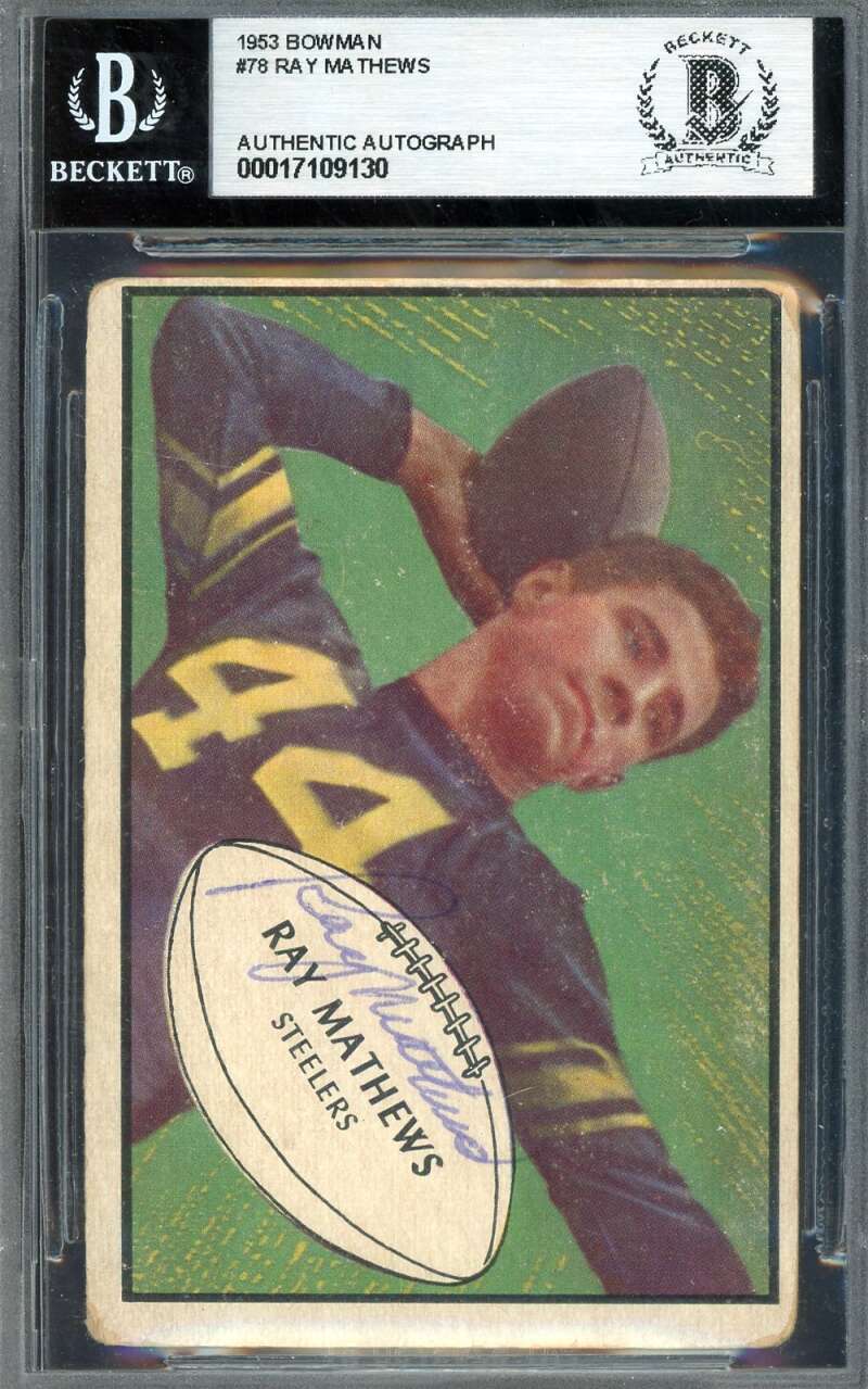 Ray Mathews Beckett BAS Signed 1953 Bowman Autograph