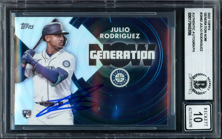 Julio Rodriguez Auto 2022 Topps Generation Now RC GN-62 Mariners Sig 10 Beckett