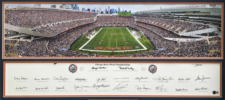 Bears Greats Signed Framed Panoramic Photo With 20 Sigs Beckett BAS