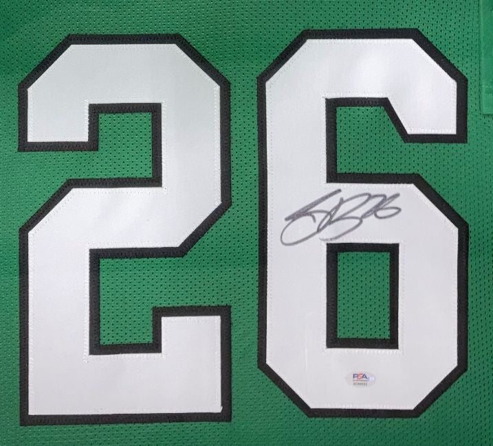 Saquon Barkley Philadelphia Signed Framed Kelly Green Football Jersey PSA/DNA