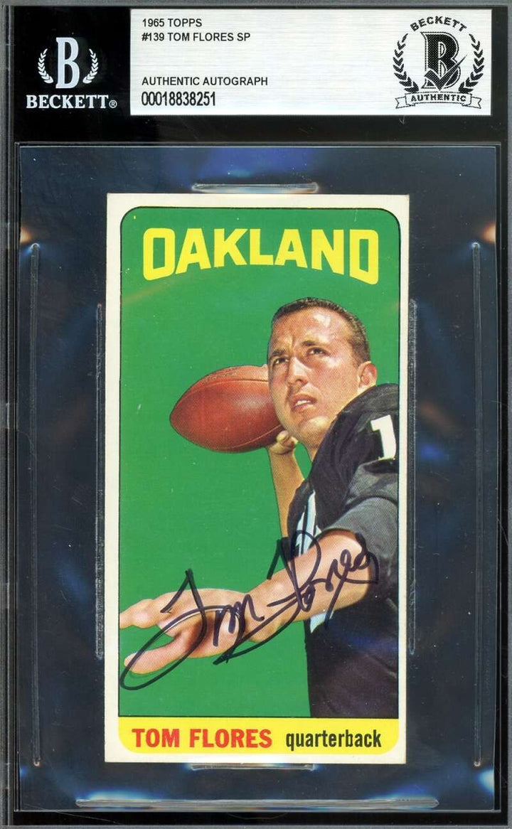 Tom Flores Beckett BAS Signed 1965 Topps SP Autograph