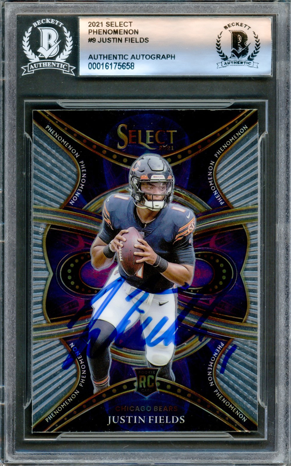 Justin Fields Signed 2021 Select Phenomenon RC #PHE-9 Chicago Bears Beckett