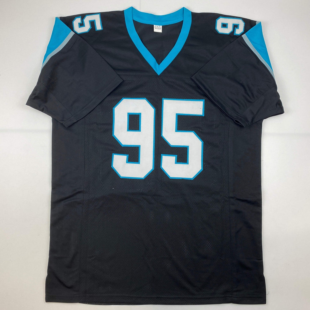 Autographed/Signed Derrick Brown Carolina Black Football Jersey JSA COA