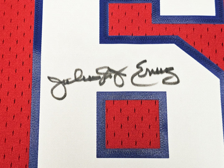 76ers Julius Dr J Erving Auto Red Auth Mitchell Ness 82 Swingman Jersey 2X BAS