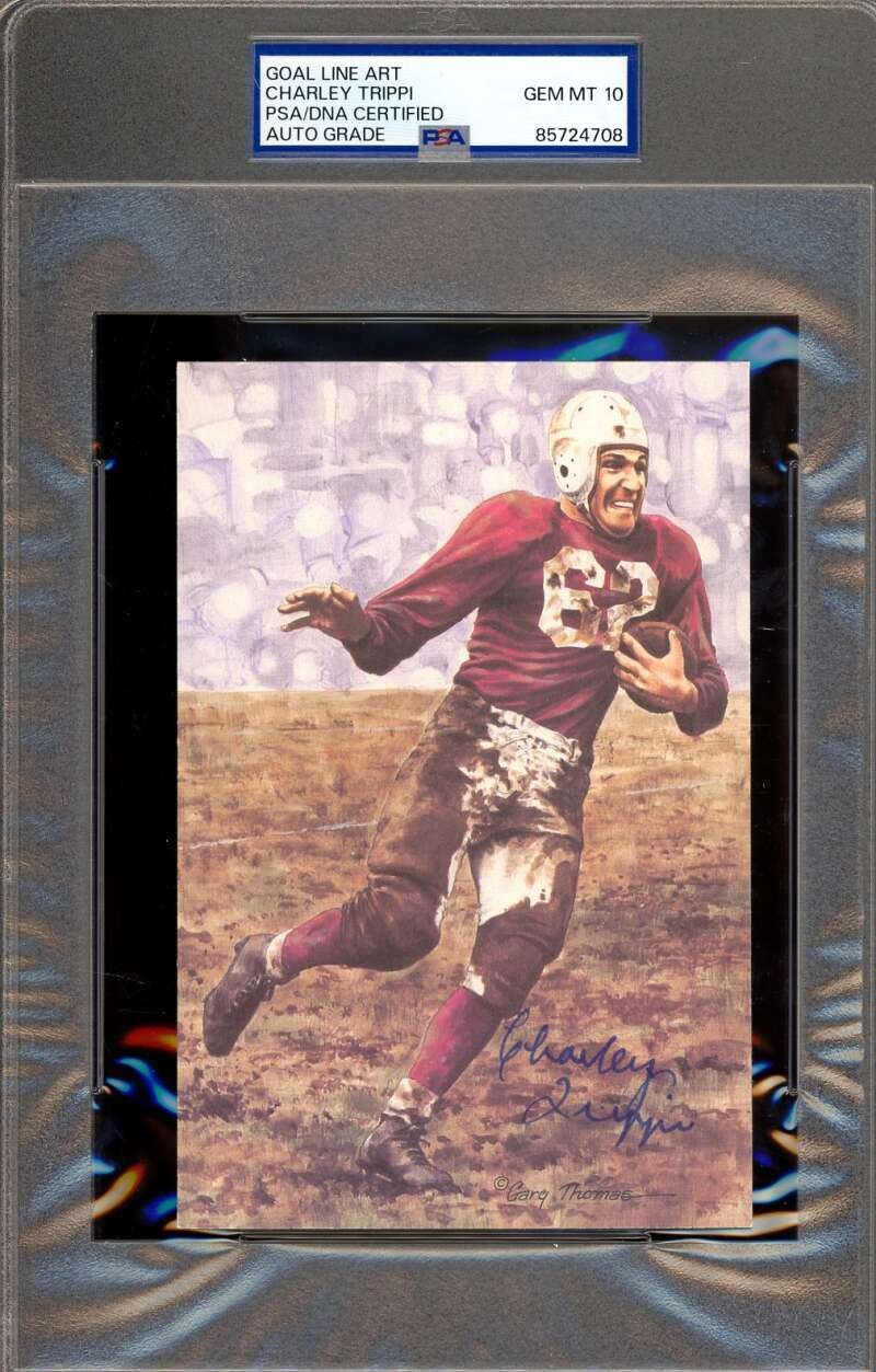 Charley Trippi Gem Mint 10 PSA DNA Signed Goal Line Art Card GLAC Autograph