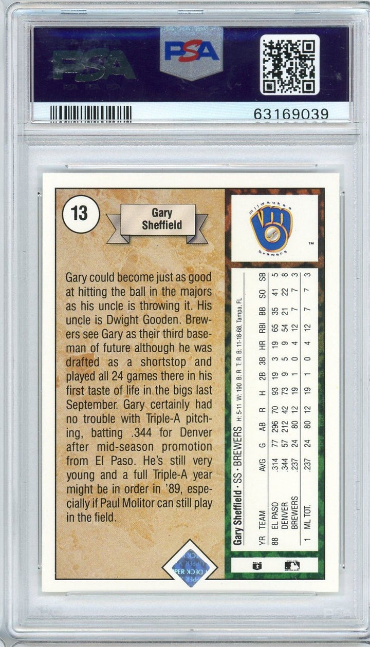 Graded 1989 Upper Deck Star Rookie Gary Sheffield #13 Rookie RC Card PS