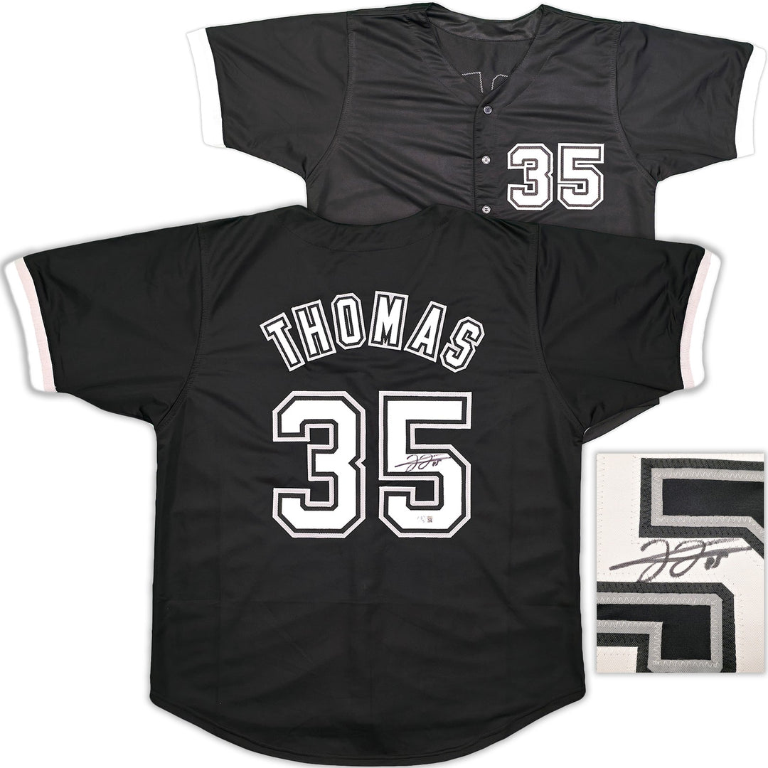 Chicago White Sox Frank Thomas Signed Black Jersey Beckett Witness