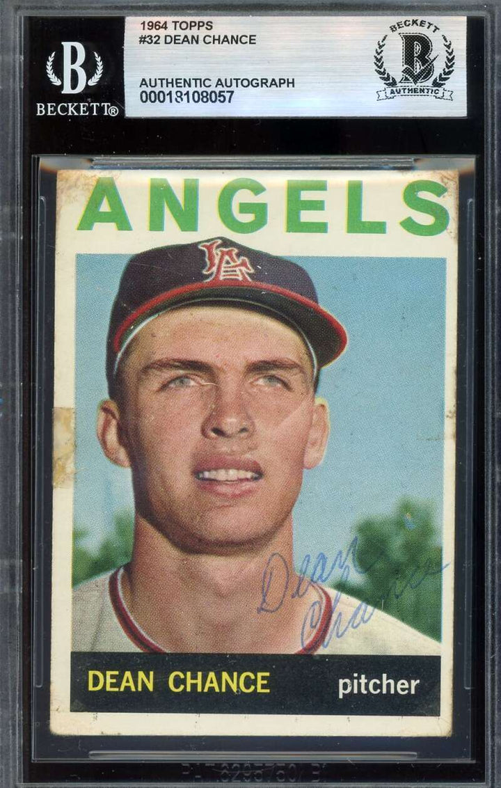 Dean Chance Beckett BAS Vintage Signed 1964 Topps Autograph