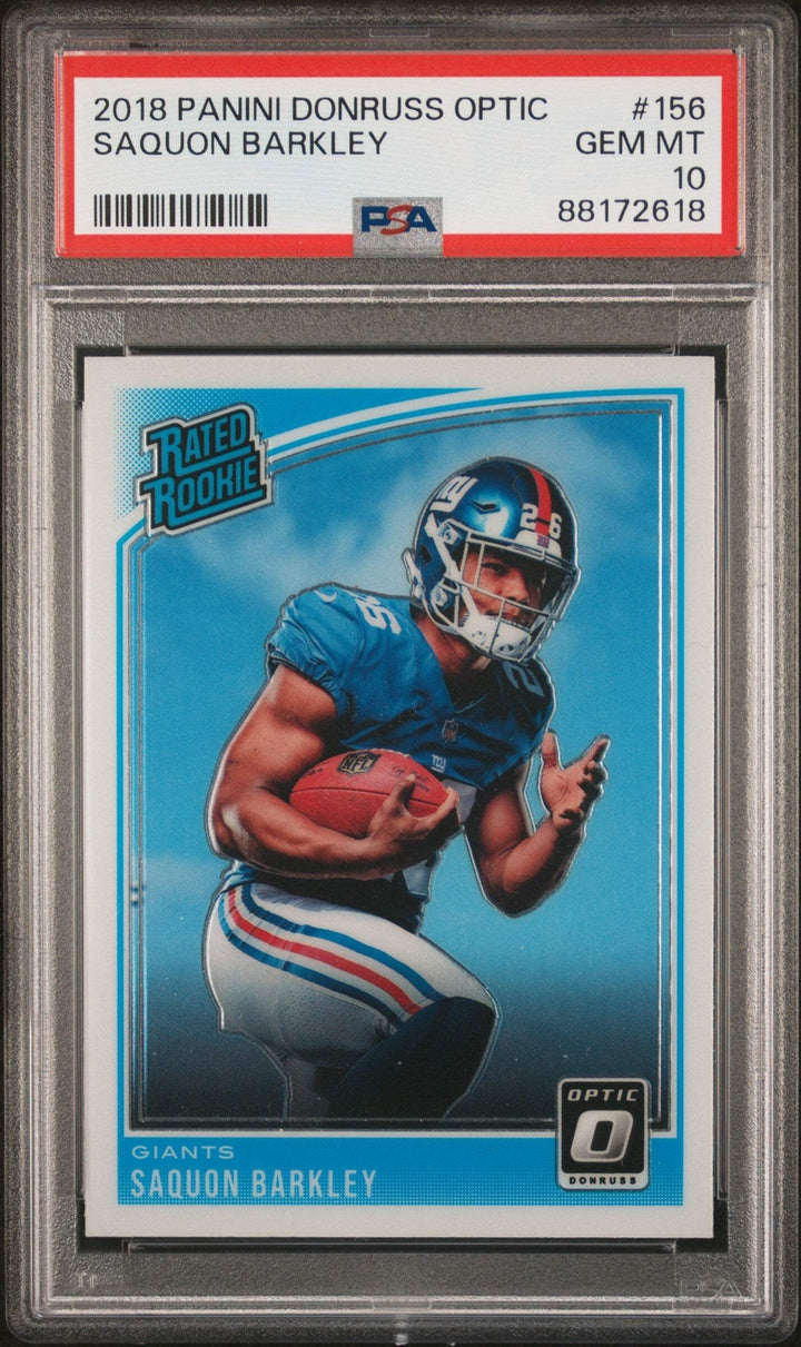 Graded 2018 Panini Donruss Optic Saquon Barkley #156 Rookie Football Card PSA 10