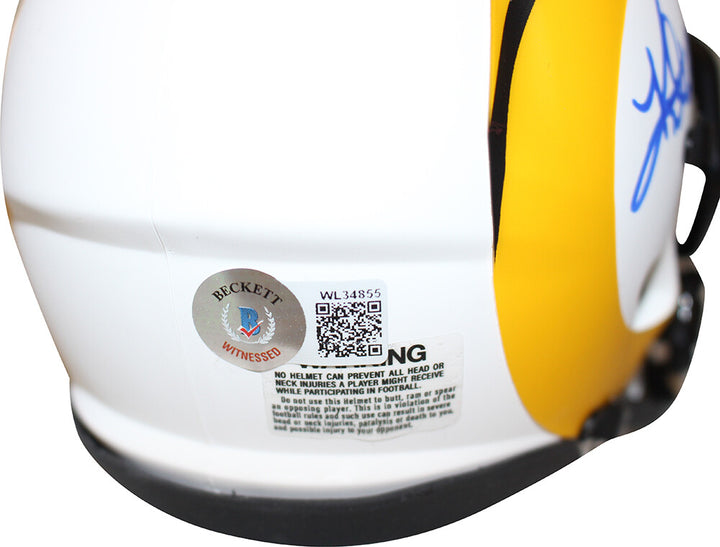 Kurt Warner Autographed/Signed St Louis Rams Lunar Mini Helmet Beckett 36327