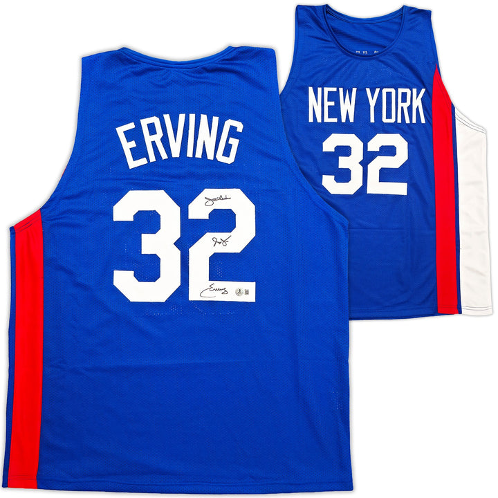New York Nets Julius "Dr. J" Erving Signed Blue Jersey Beckett Wit