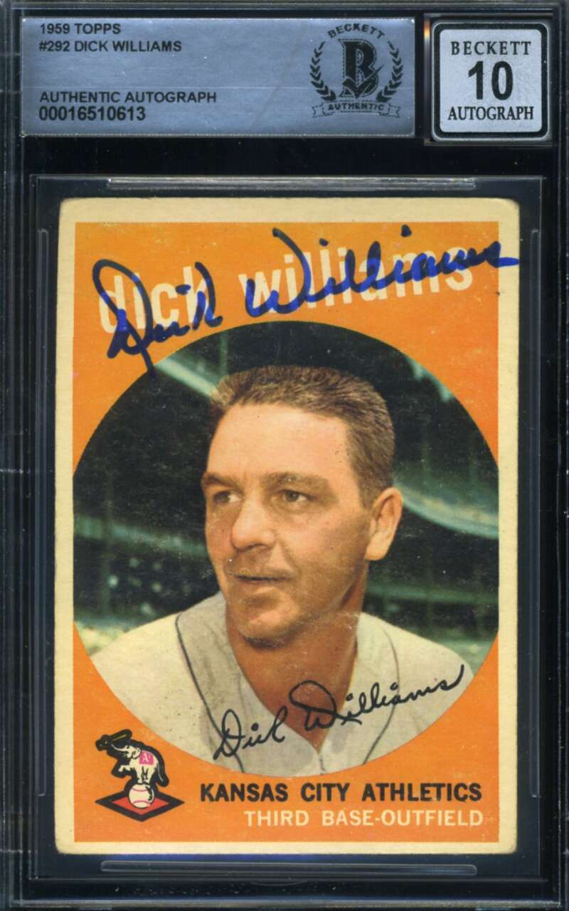 Dick Williams Gem Mint 10 Beckett BAS Signed 1959 Topps Autograph