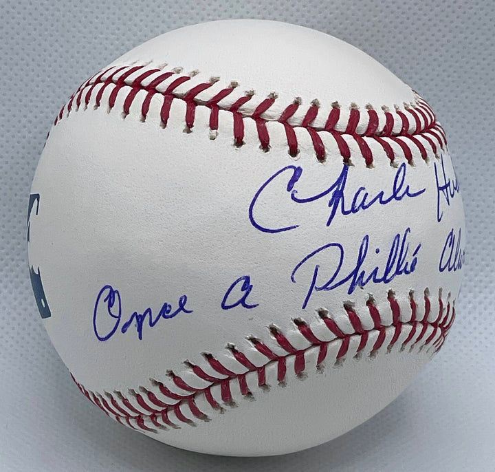 CHARLES HUDSON SIGNED INSCRIBED ONCE A PHILLIES ALWAYS A PHILLY STEINER BASEBALL