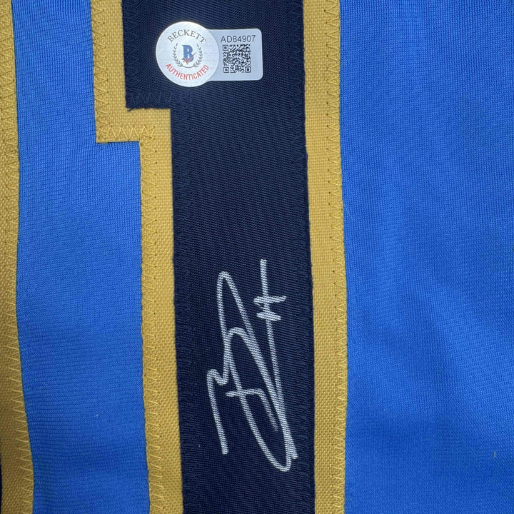 Autographed/Signed Jackson Chourio Milwaukee Blue Baseball Jersey Beckett COA