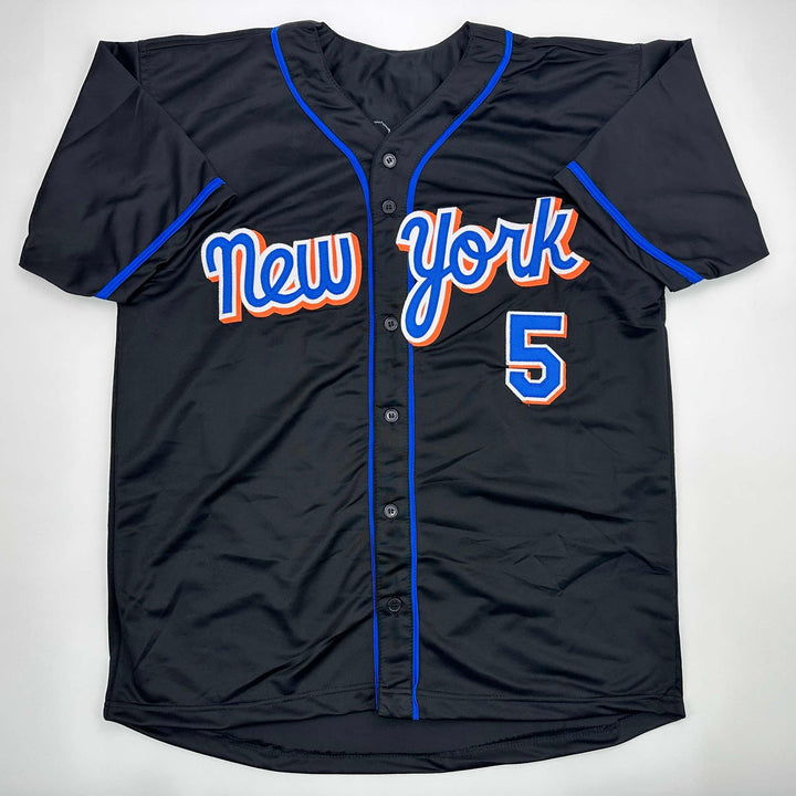Facsimile Autographed David Wright New York Black Reprint Jersey Size Men's XL