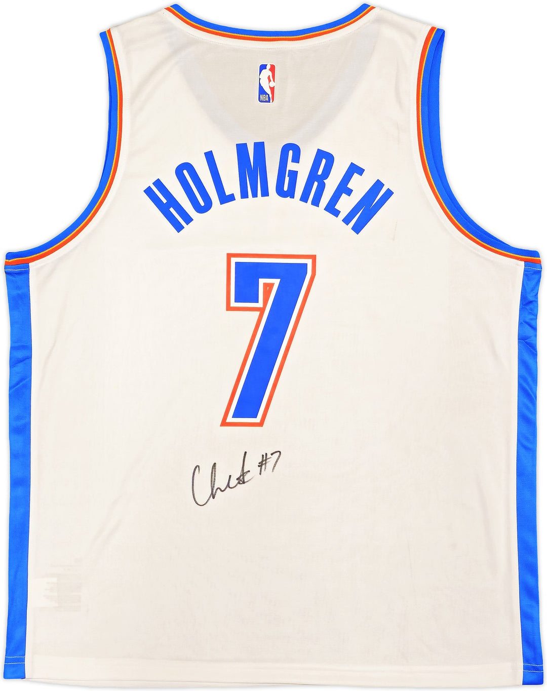 Thunder Chet Holmgren Signed White Fanatics Jersey Size L Beckett Wit