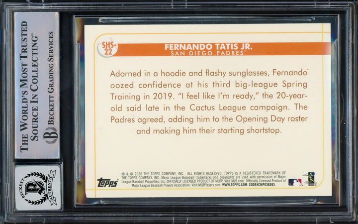 Fernando Tatis Jr Auto 2020 Topps Opening Day Spring Has Sprung Card SHS22 Sig10