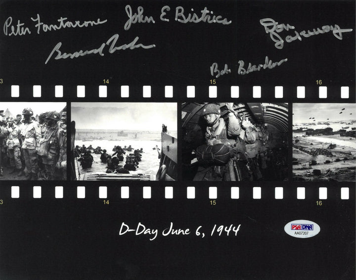 1944 WWll D-Day Veterans 8x10 Photo 5 signed Peter Fantacone,Bernard Nolan - PSA