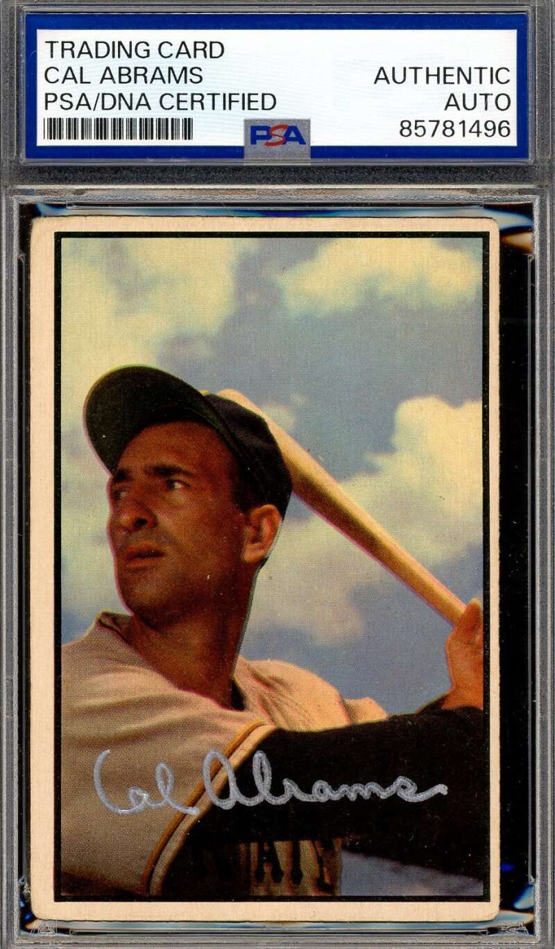Cal Abrams PSA DNA Signed 1953 Bowman Color Autograph