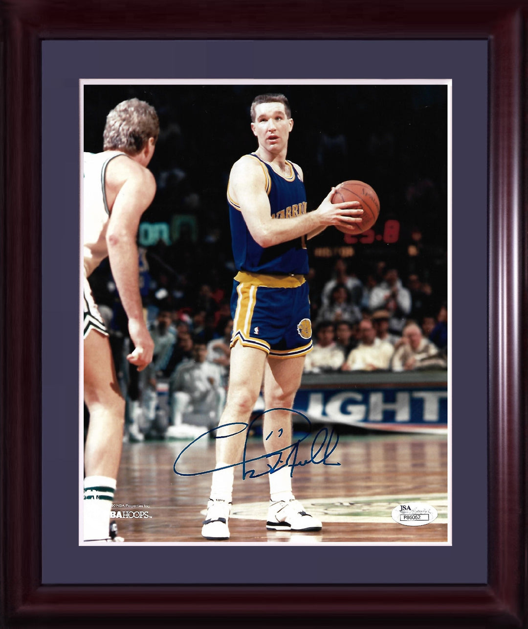 Chris Mullin signed 8x10 photo framed  Vs Larry Bird auto JSA COA hof Warriors