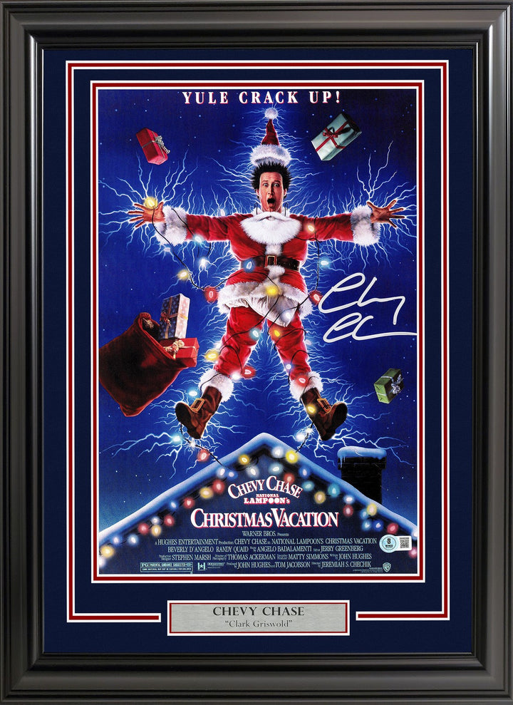Chevy Chase Signed Framed 11x17 Christmas Vacation Poster Clark Griswold BAS QR