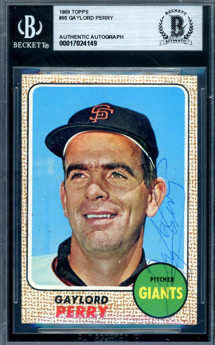 Gaylord Perry Beckett BAS Vintage Signed 1968 Topps Autograph