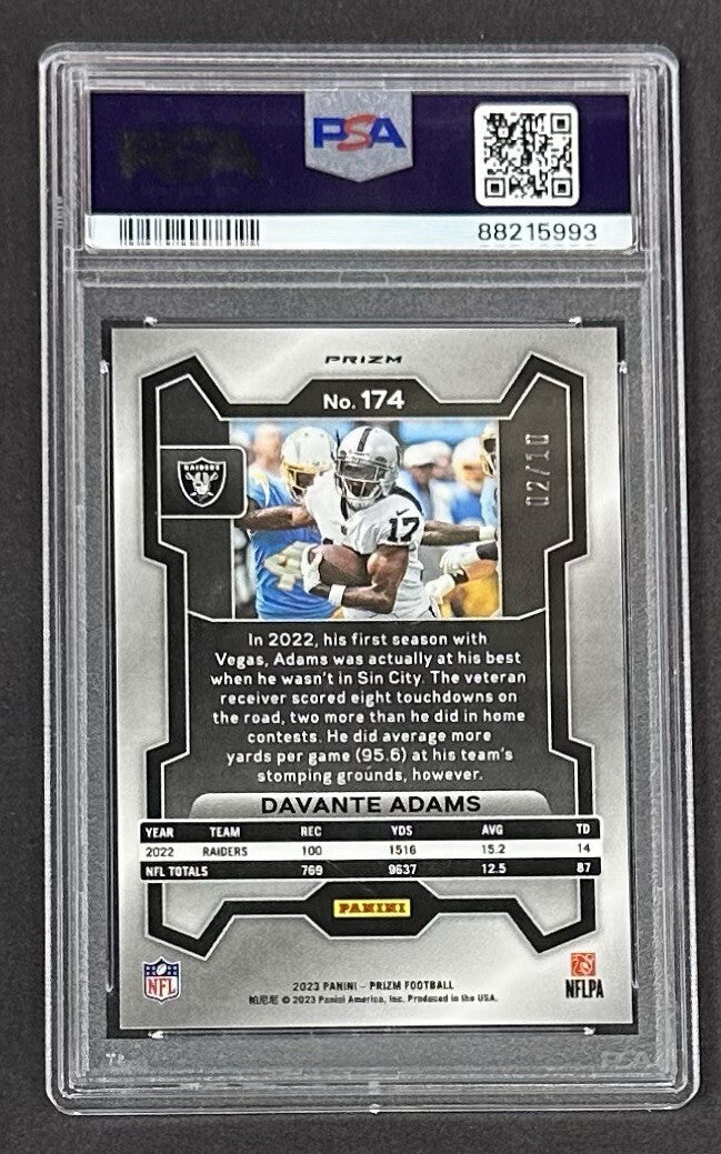 2023 Prizm Davante Adams Gold Shimmer /10 PSA 10 Gem Mint Card Raiders Jets Rare