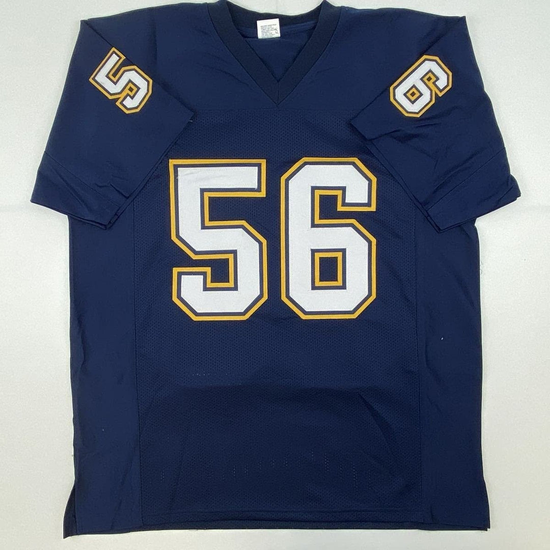 Autographed/Signed SHAWNE MERRIMAN San Diego Dark Blue Jersey BAS COA