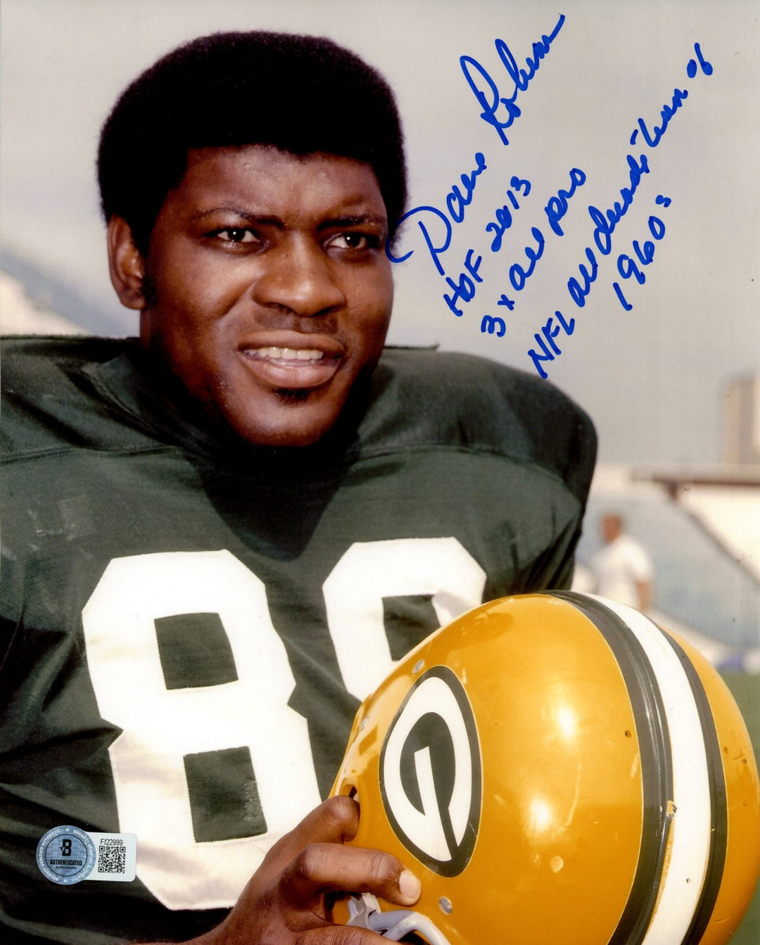Dave Robinson Autographed Green Bay Packers 8x10 Photo 3 Insc Beckett 57365