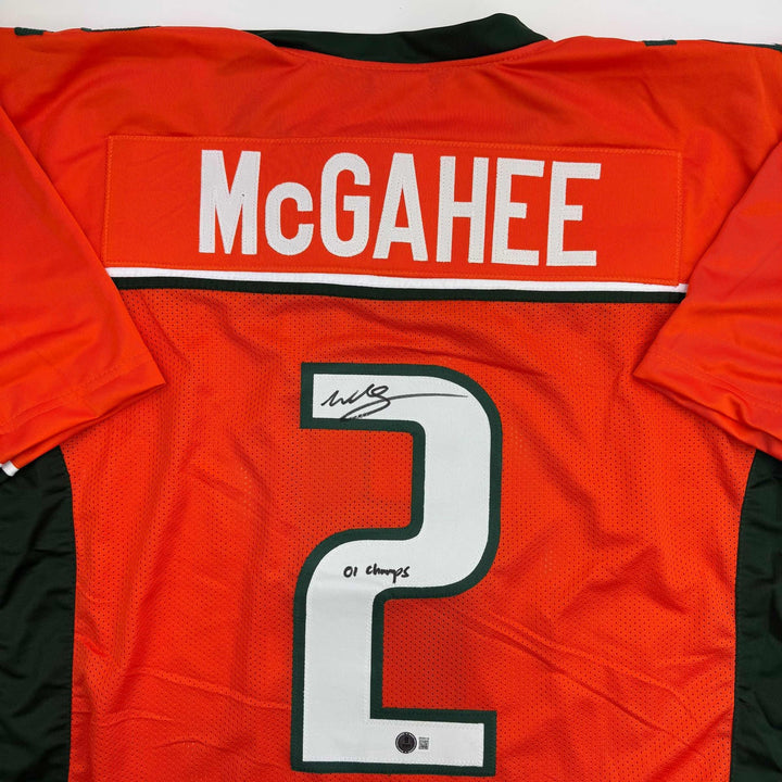 Autographed/Signed Willis McGahee 01 Champs Miami Orange Jersey Beckett BAS COA