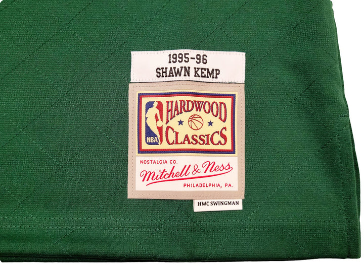 Sonics Shawn Kemp Auto Green Auth Mitchell Ness HWC Swingman Jersey NBA Top 75 L