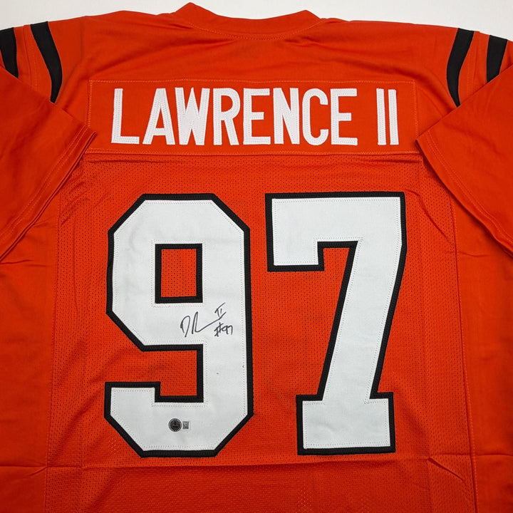 Autographed/Signed Dexter Lawrence II Cincinnati Orange Jersey Beckett BAS COA