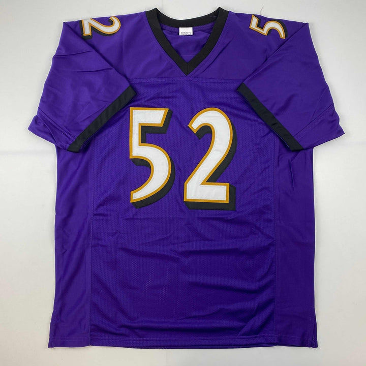 Facsimile Autographed Ray Lewis Baltimore Purple Reprint Jersey Size Men's XL
