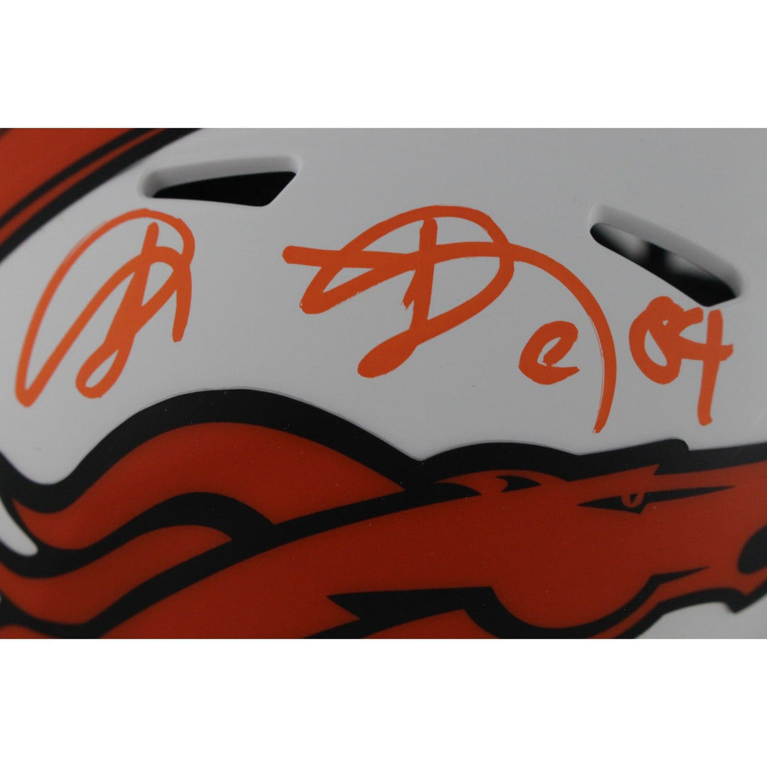 Shannon Sharpe Autographed Denver Broncos Lunar Mini Helmet Beckett WIT 50807