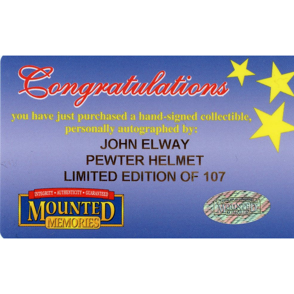 John Elway Signed Denver Broncos Pewter Full Size Helmet #D/107 JSA Autograph