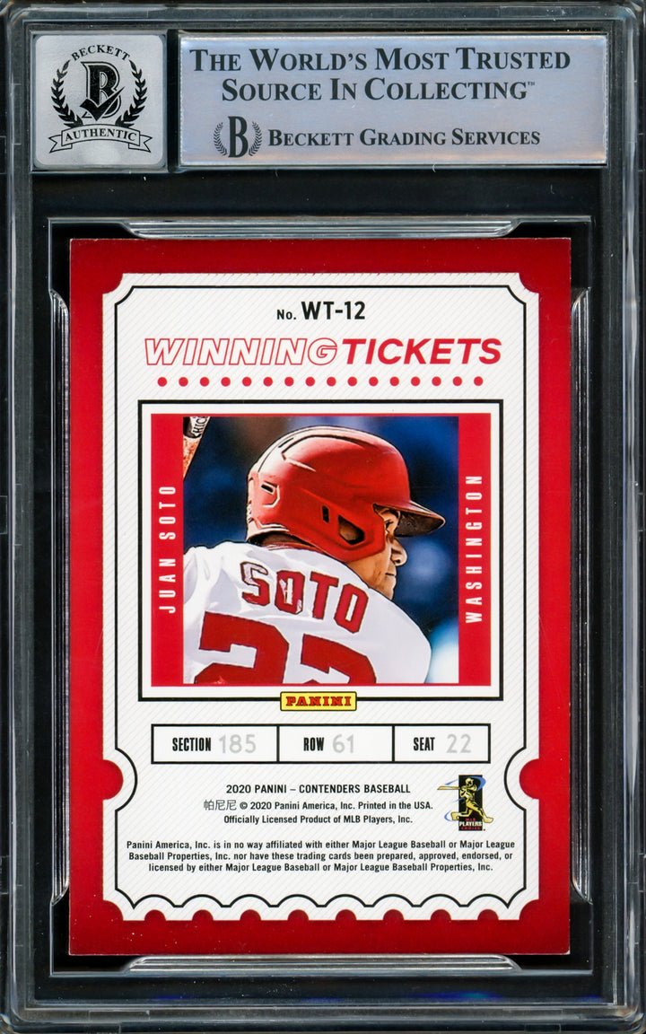Juan Soto Autographed 2020 Contenders Winning Tickets Card Gem 10 Auto Beckett