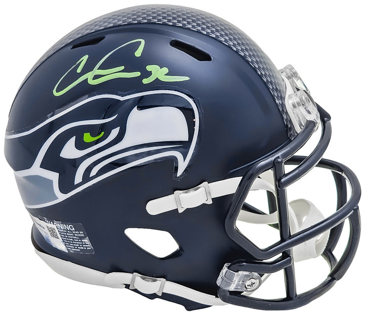 Chris Carson Signed Seattle Seahawks Blue Speed Mini Helmet Fanatics Holo