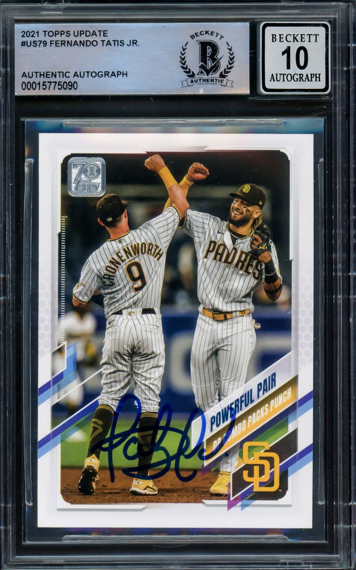 Fernando Tatis Jr. Signed 2021 Topps Update Card US79 Padres Auto 10 Beckett