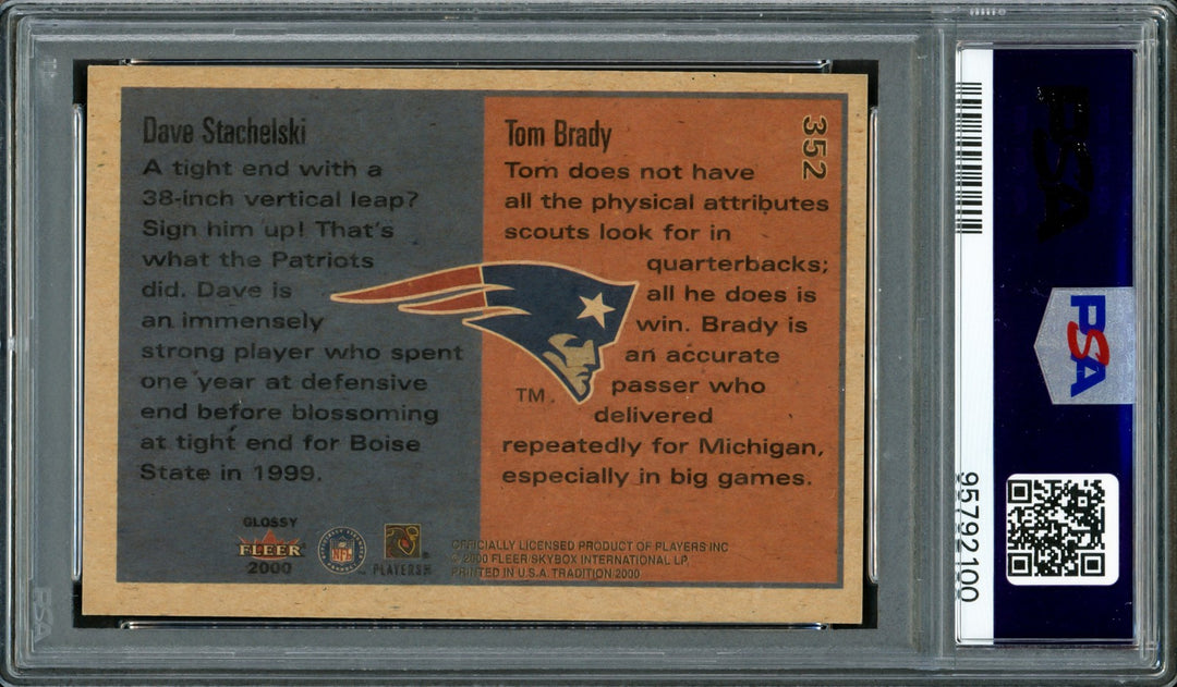 Tom Brady Auto 2000 Fleer Glossy RC 352 Patriots PSA 8 Sig 10 PSA/DNA #95792100