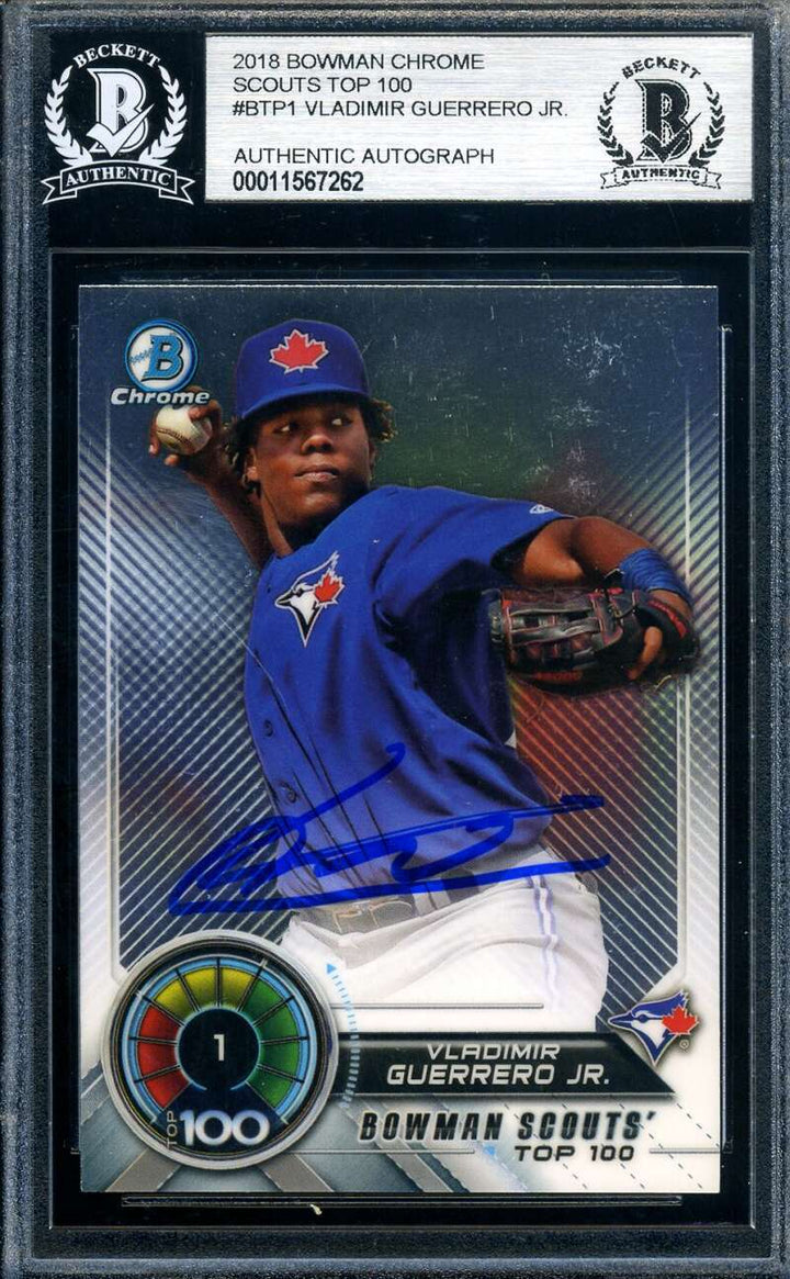 Vladimir Guerrero Jr Beckett BAS Signed 2018 Bowman Chrome Top 100 Rookie Auto