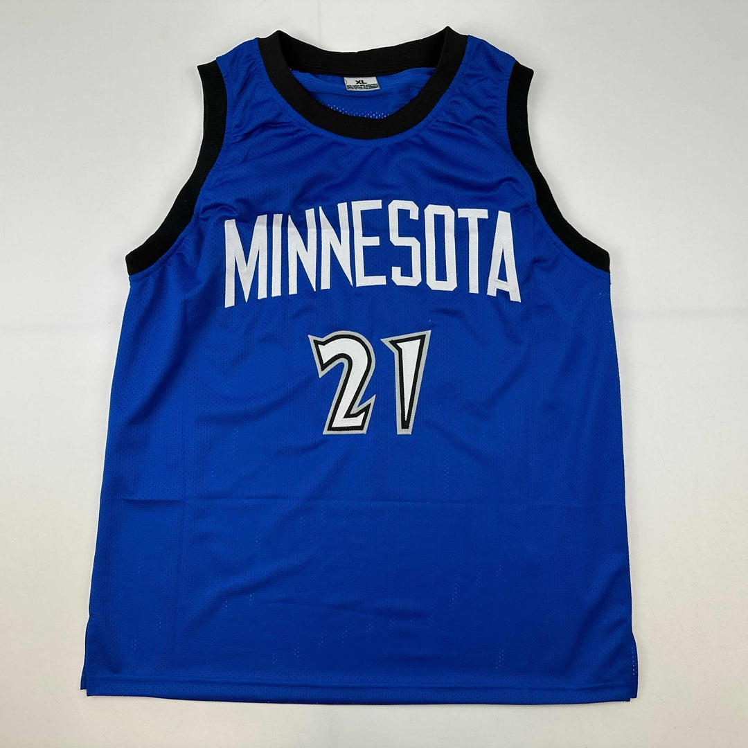 Facsimile Autographed Kevin Garnett Minnesota Blue Reprint Auto Jersey Men's XL