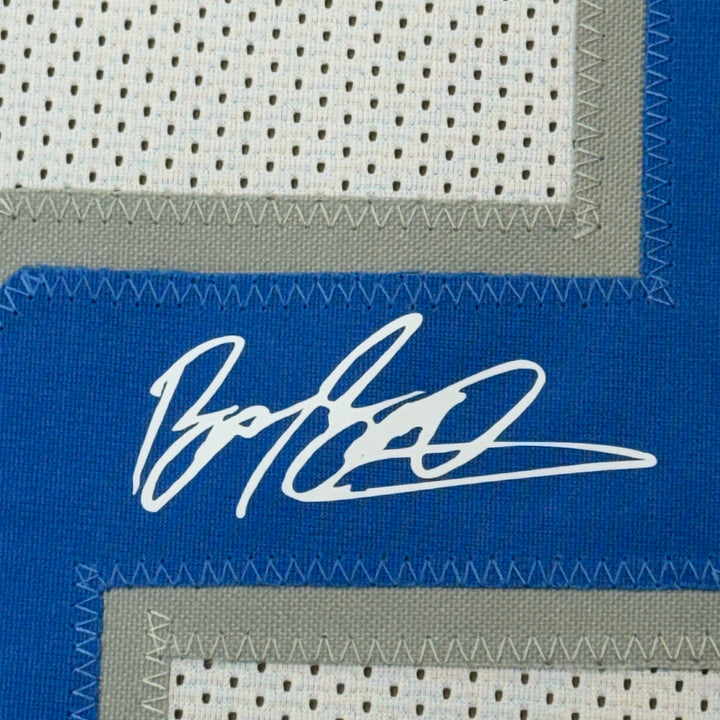 Framed Facsimile Autographed Barry Sanders 33x42 White Reprint Laser Auto Jersey